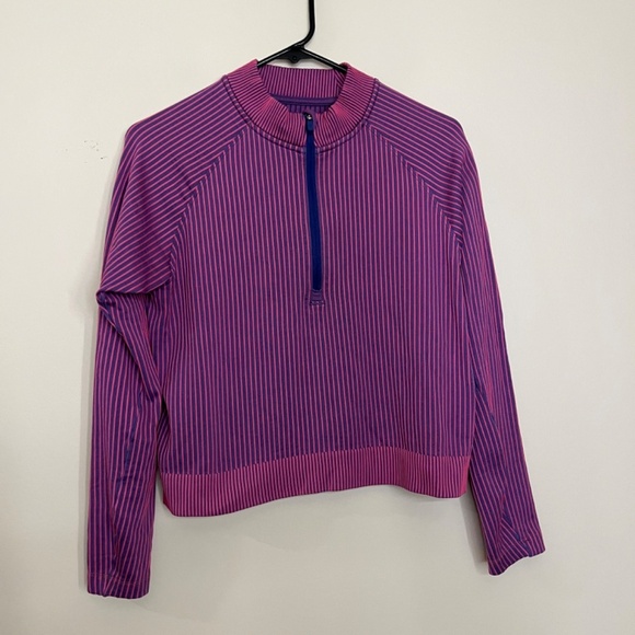 Lululemon Rest Less Cropped Half Zip Colour Rib Psychic / Sonic Pink 10 - Picture 11 of 11